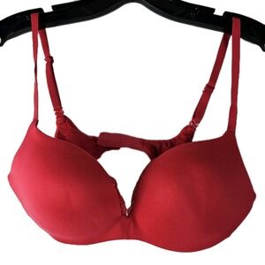 Victoria's Secret 34B Red Plunge Push Up Bra Underwire Sexy Deep V Everyday Wear